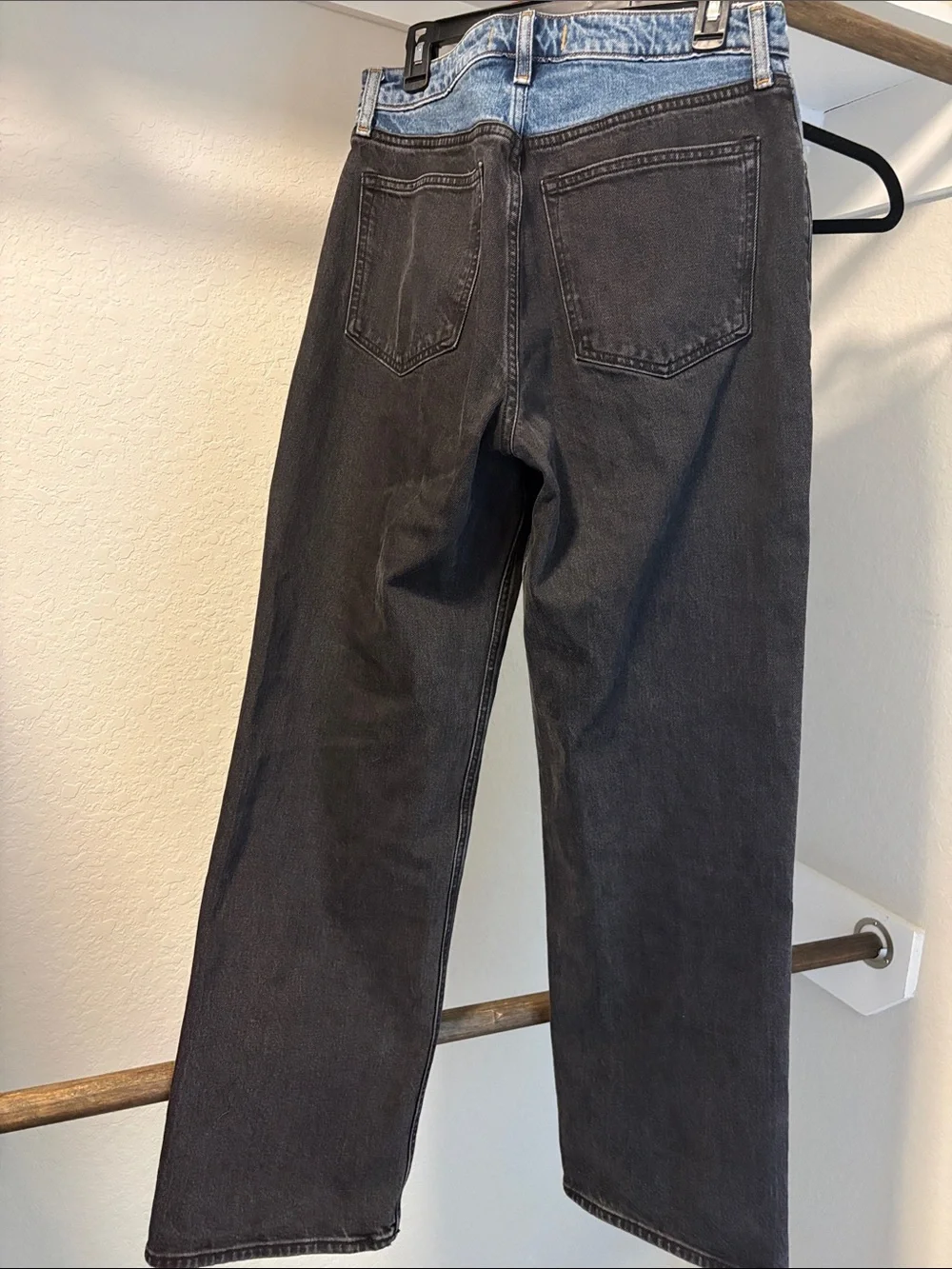 Abercrombie & Fitch Two-Tone Black and Blue Straight-Leg Jeans